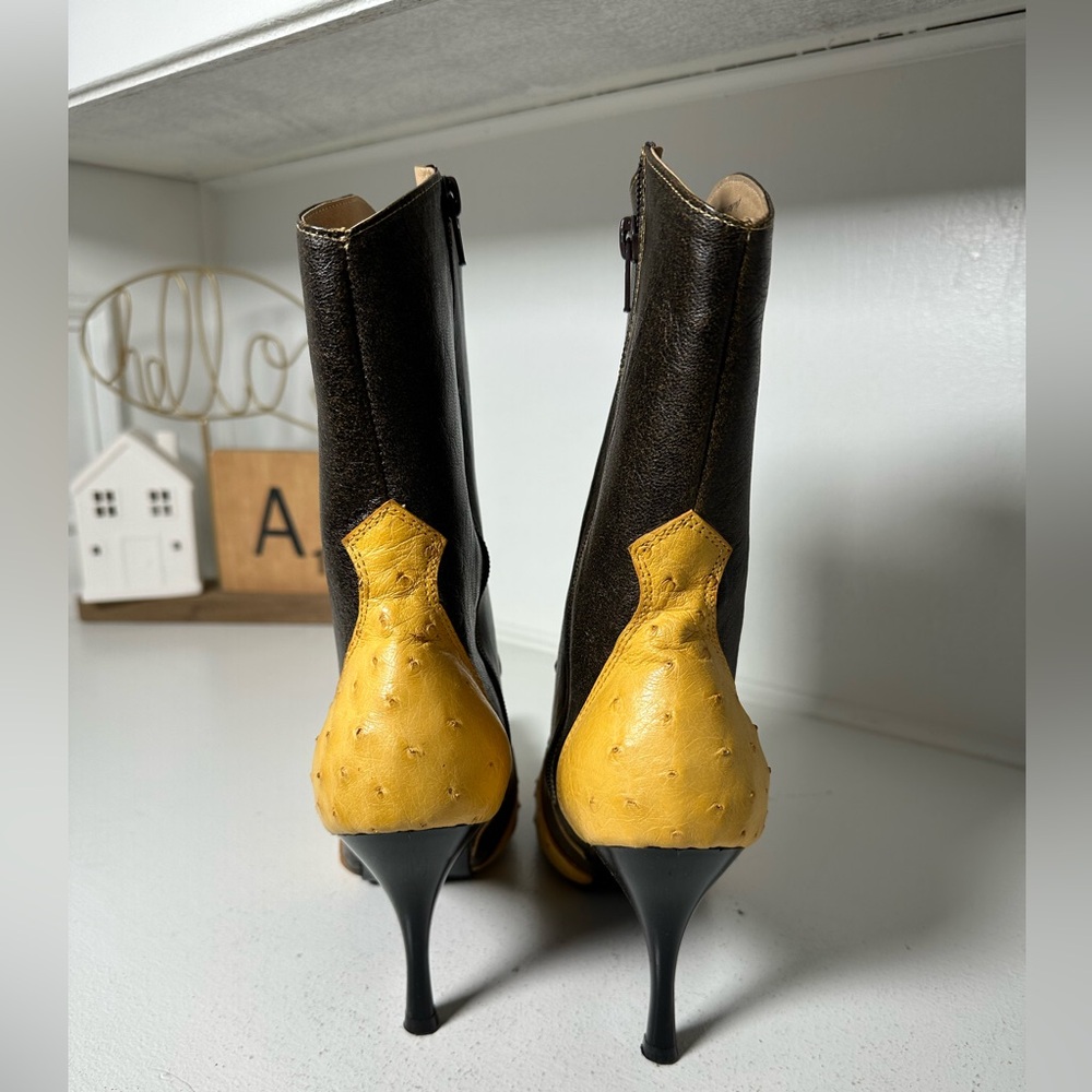 Marco Collucci Ostrich Skin Western Boots w/ Belt Women’s 9.5 Rare Vintage Set - Picture 4 of 11